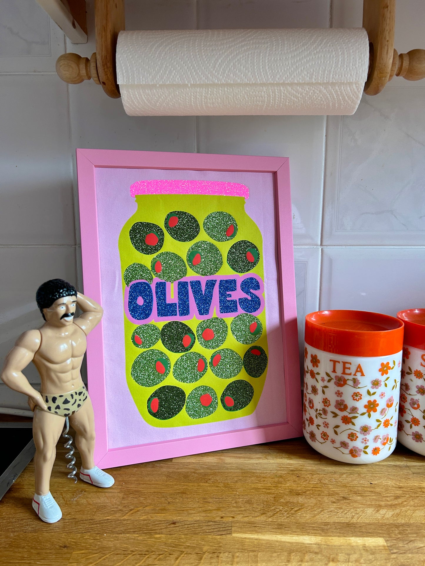 Olives Glitter Fabric Print