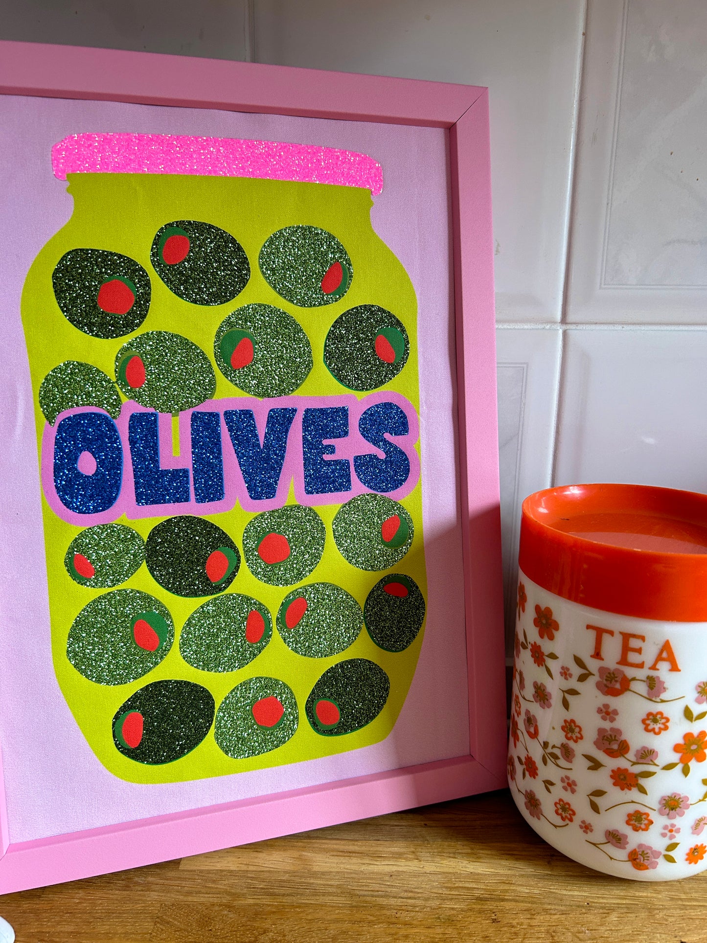 Olives Glitter Fabric Print