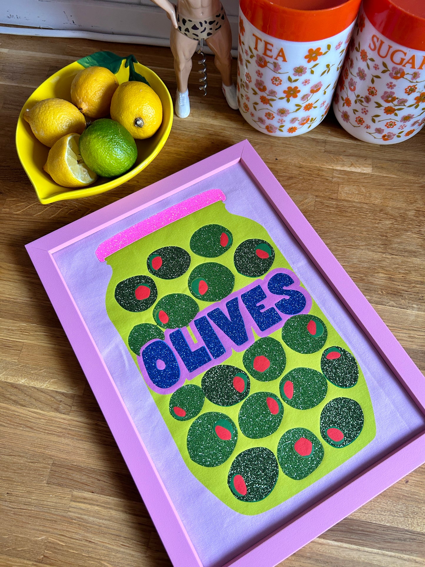 Olives Glitter Fabric Print