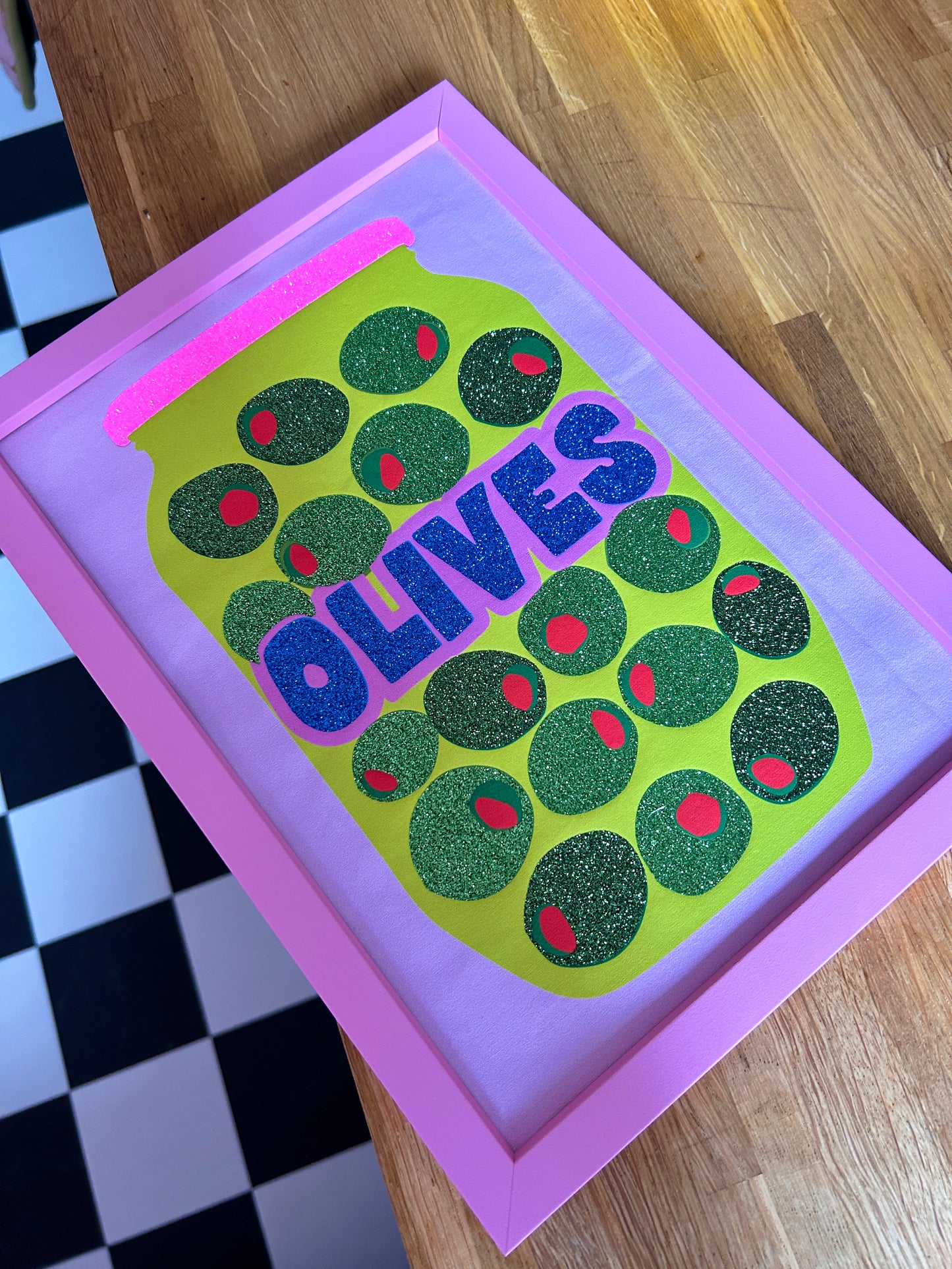 Olives Glitter Fabric Print