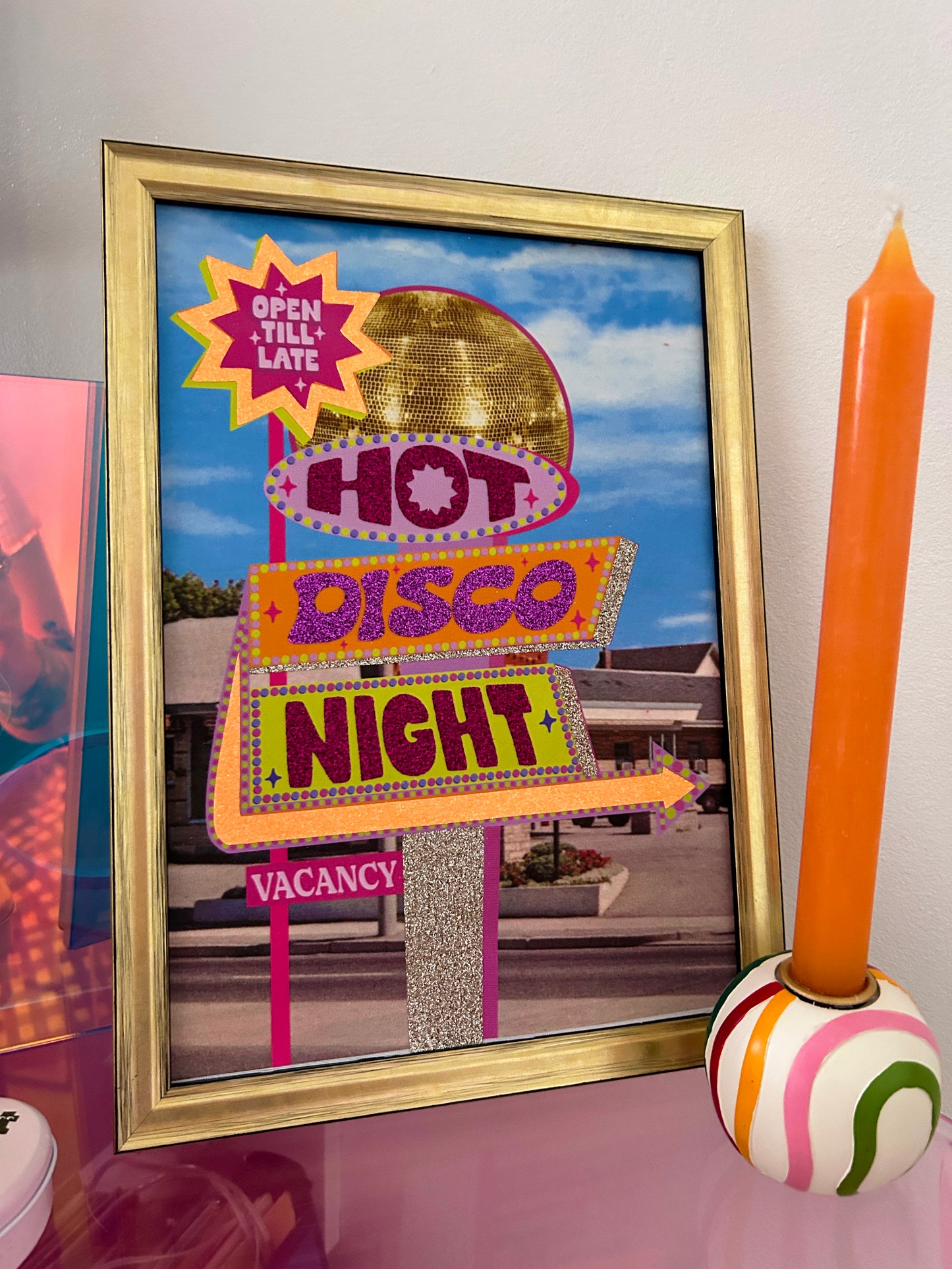 Retro Motel Disco Night Fabric Print