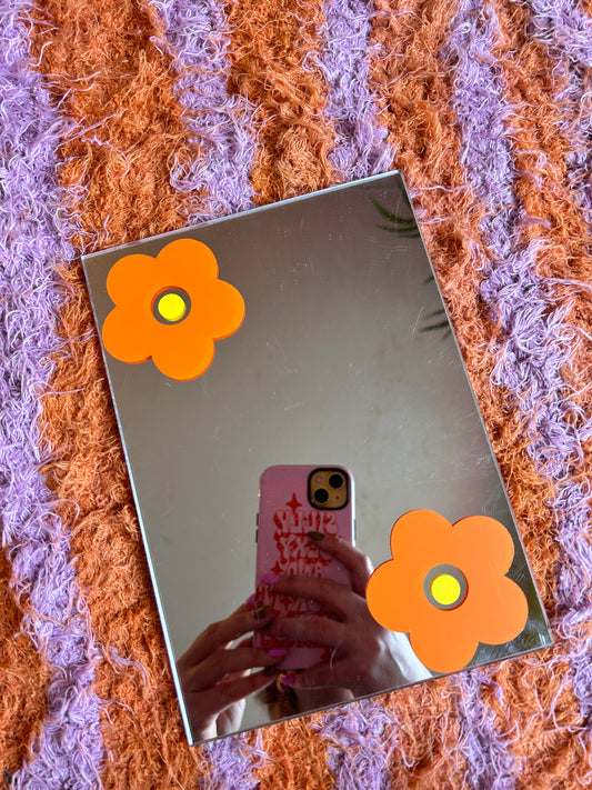A5 mirror - Orange & yellow flowers
