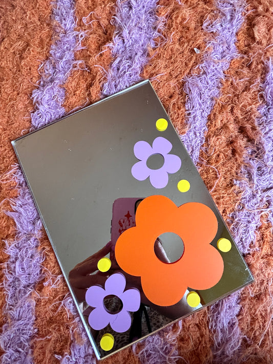 A5 mirror -  Orange & lilac flowers
