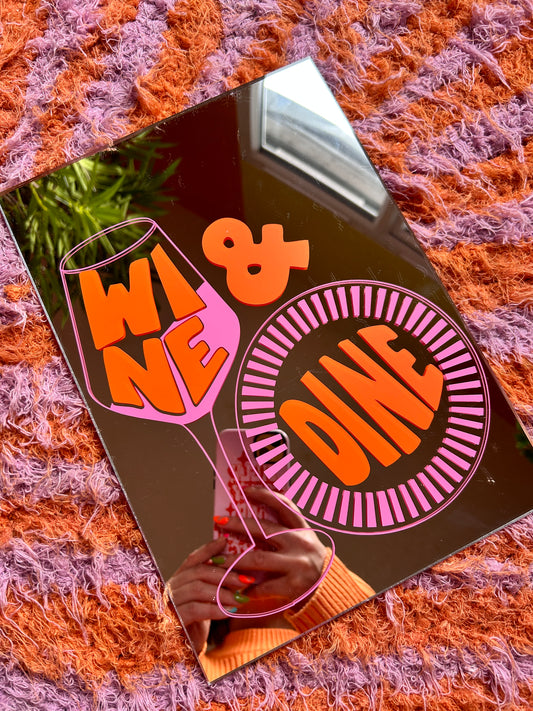 A4 Mirror - Wine & Dine - Pink & Orange