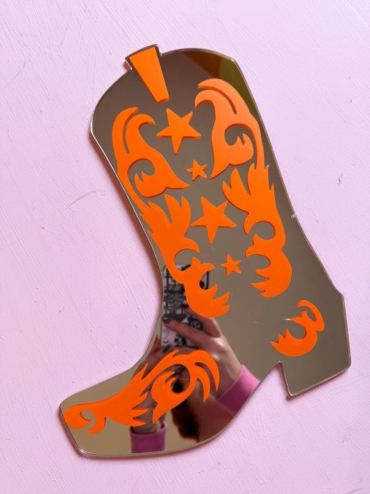 Sample Sale Mirror - Old Cowboy boot - Orange