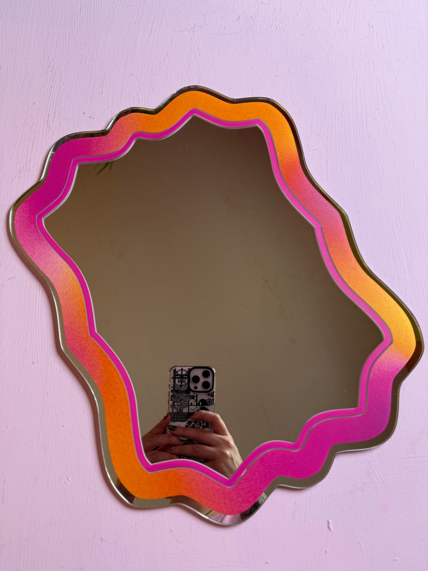 Sample Sale - A4 70's Wavy Marble Pink & Orange