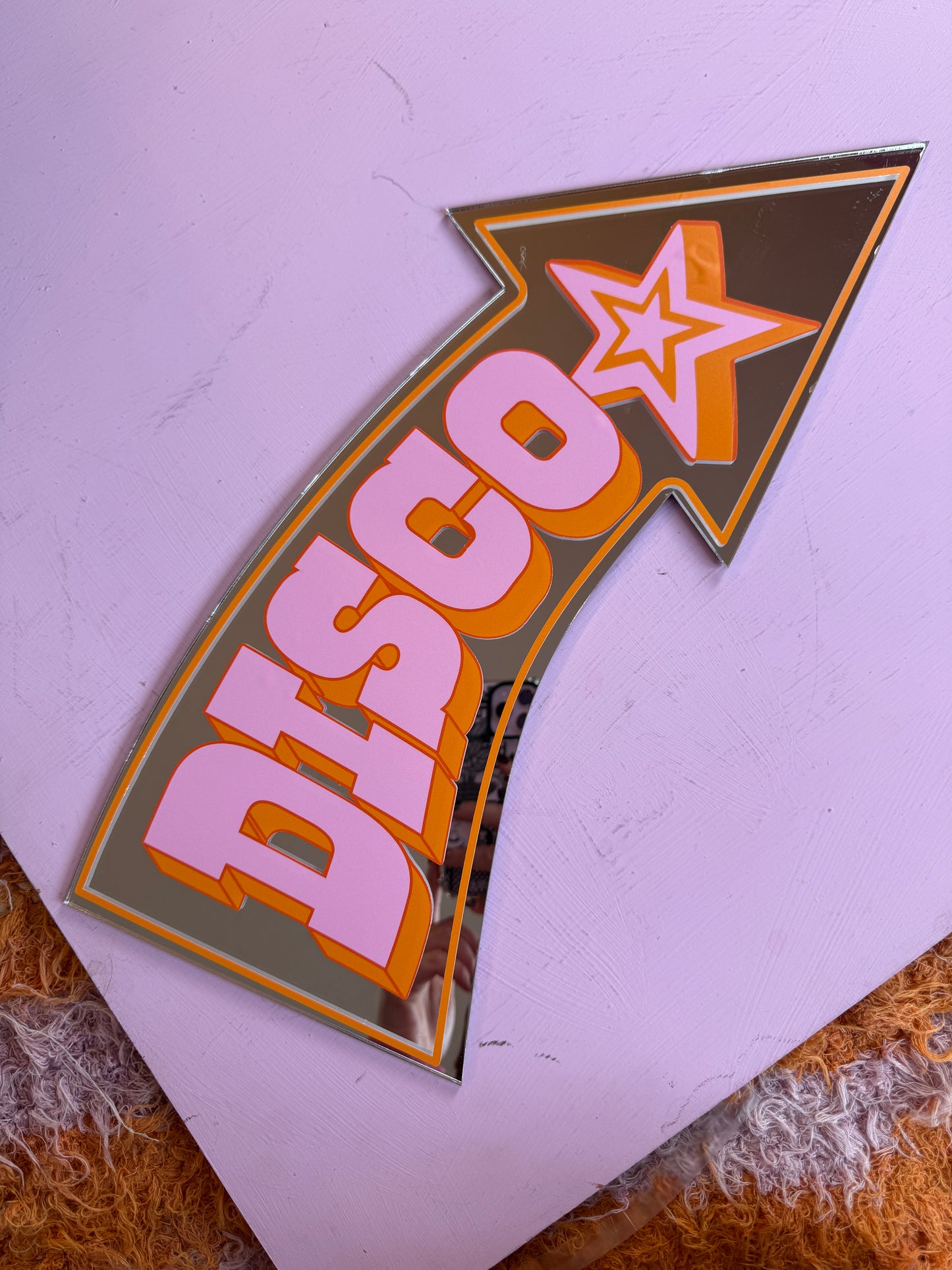 Sample Sale - Large Arrow - Horizontal Disco Orange & Pink