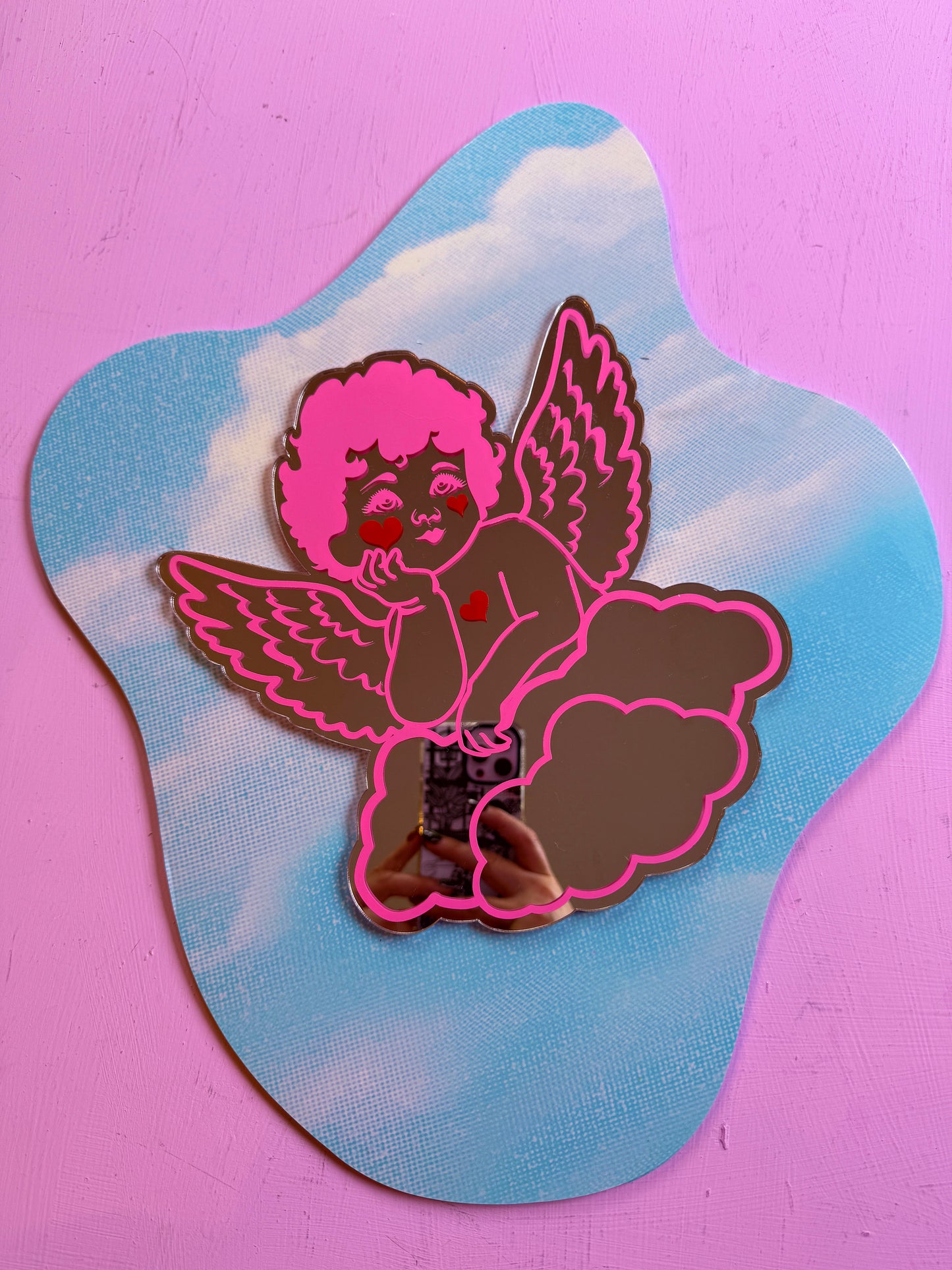 Sample Sale - Dreamy Cloud Mirror Frame & Cherub Mirror (38cm x 30cm)