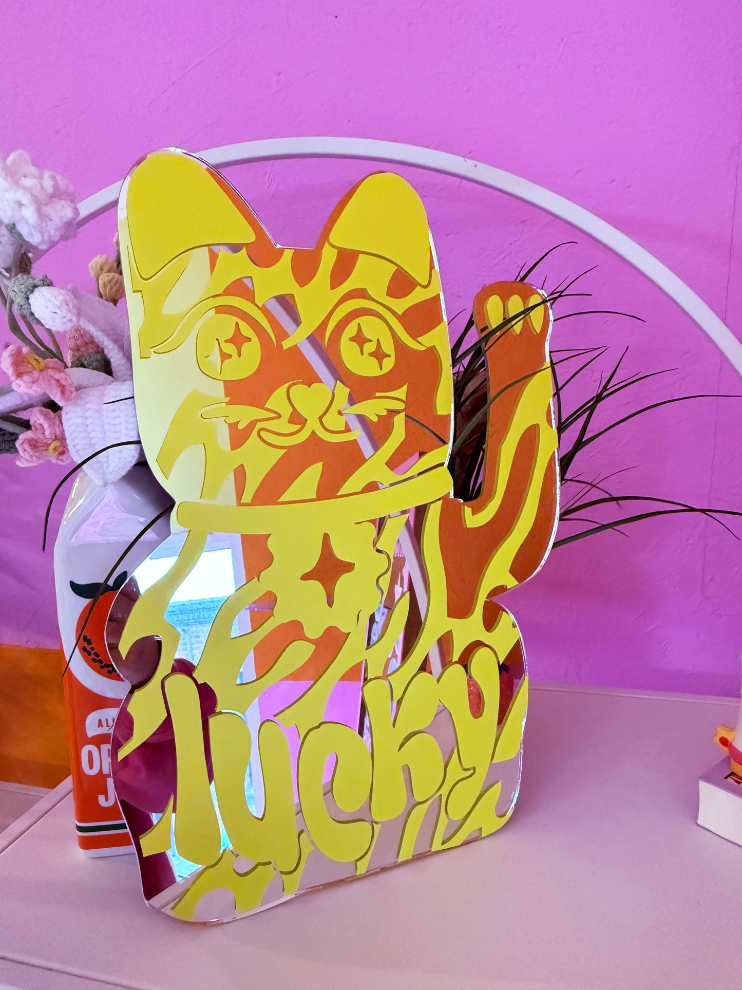 Sample Sale - Large Lemon Lucky Cat Mirror