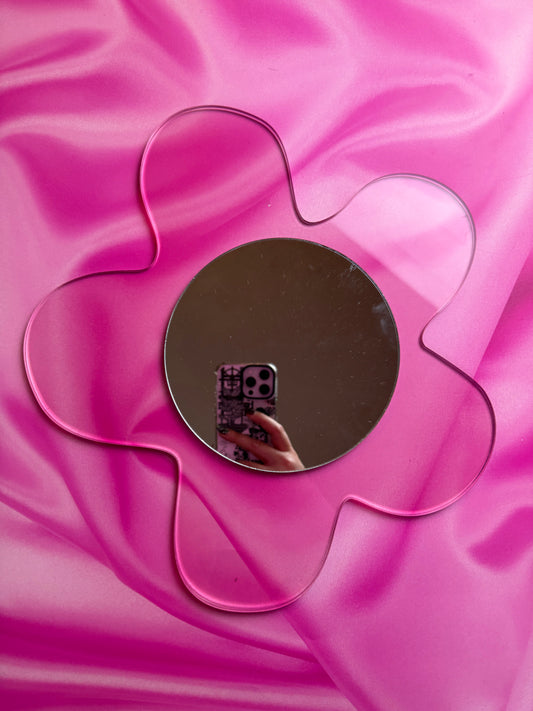 Sample Sale - Transparent Pink Flower Acrylic & Mirror (30cm x 30cm)