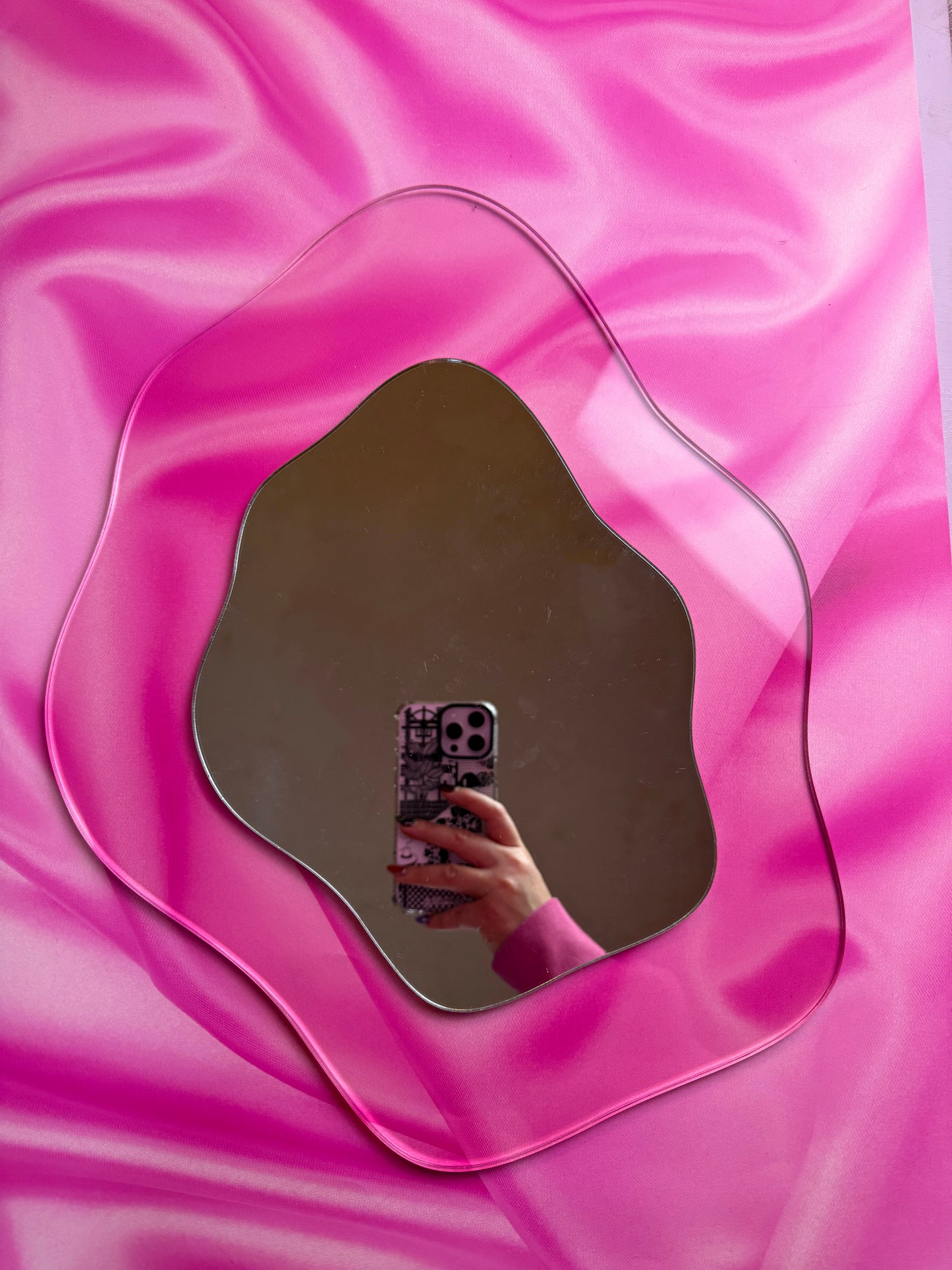 Sample Sale - Pink Transparent Blob Mirror Back & Mirror (31cm x 39cm)