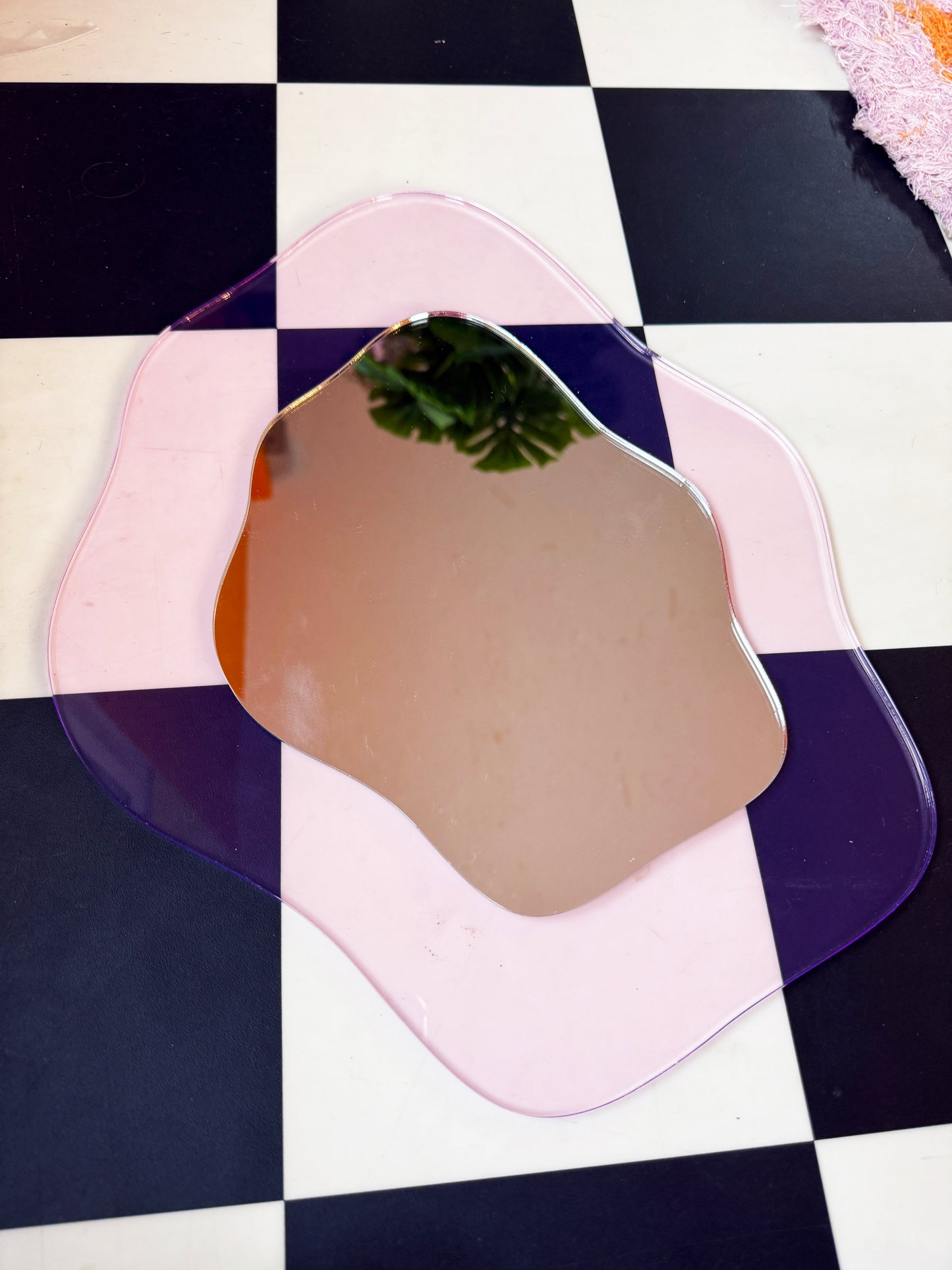 Sample Sale - Pink Transparent Blob Mirror Back & Mirror (31cm x 39cm)