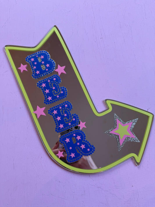 Sample Sale - Beer Arrow Mirror NEON VINYL DESIGN