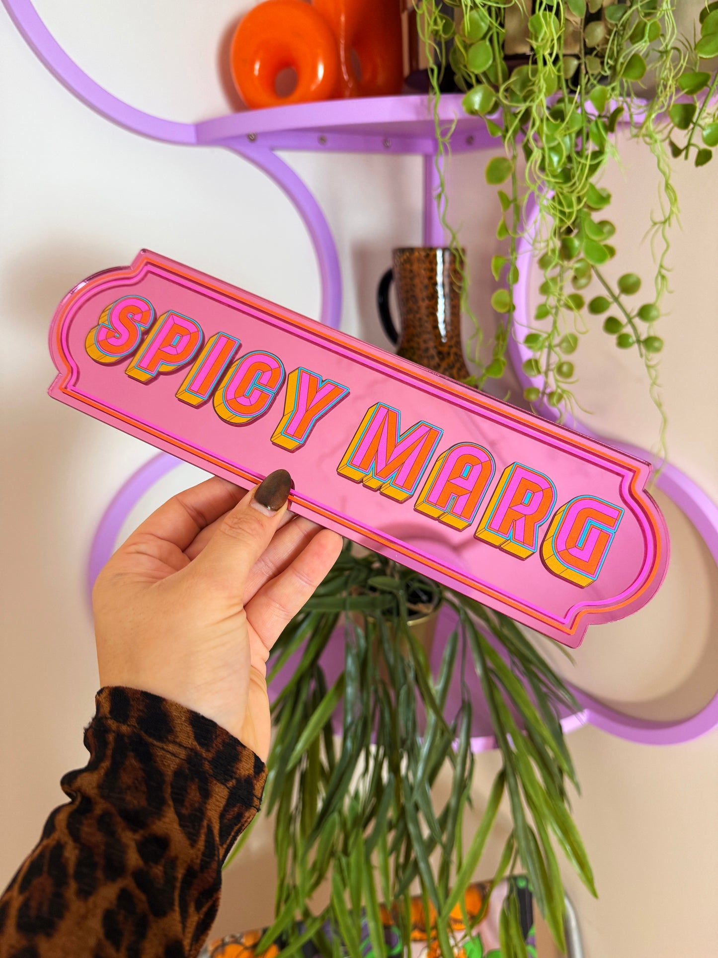 Spicy Marg Rectangle Sign - Pink