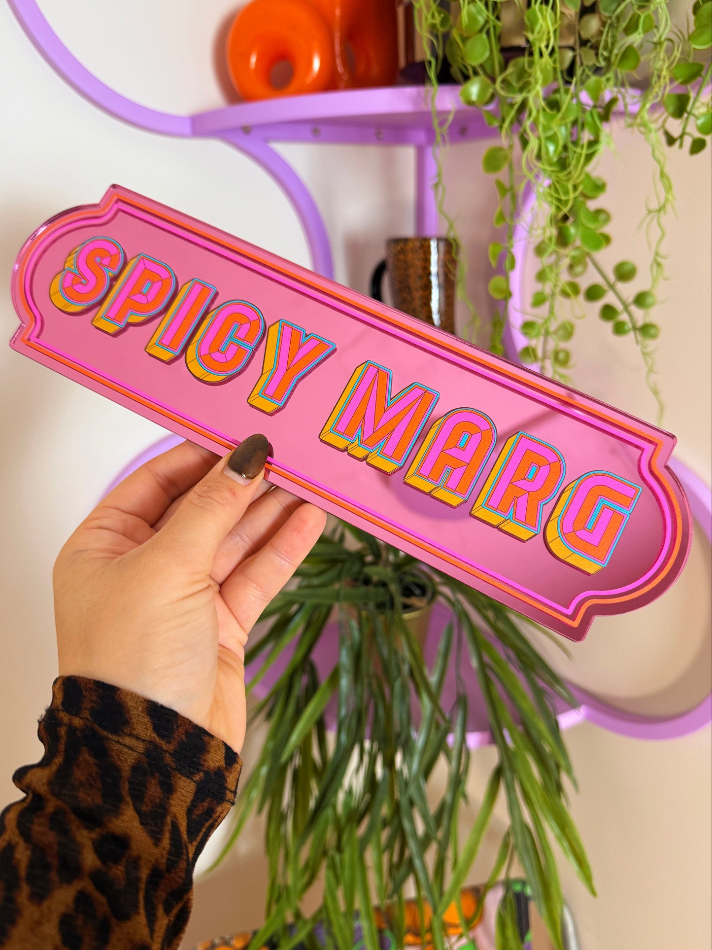 Spicy Marg Rectangle Sign - Pink