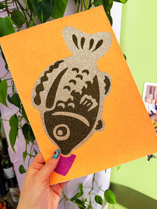 Soy Sauce Fish Glitter Fabric Print