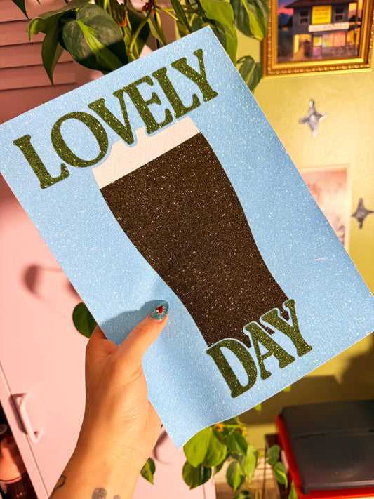 Lovely Day Guinness Blue/Green Glitter Fabric Print