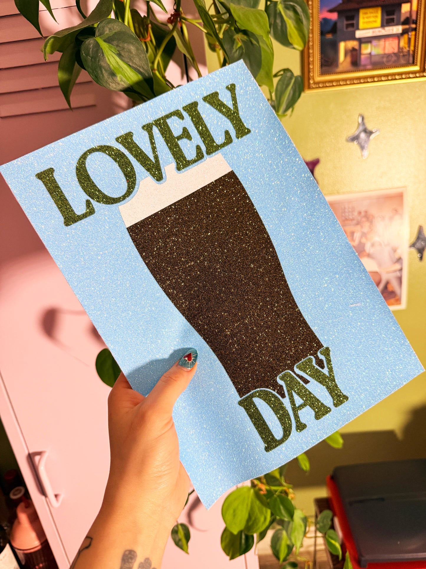 Lovely Day Guinness Blue/Green Glitter Fabric Print