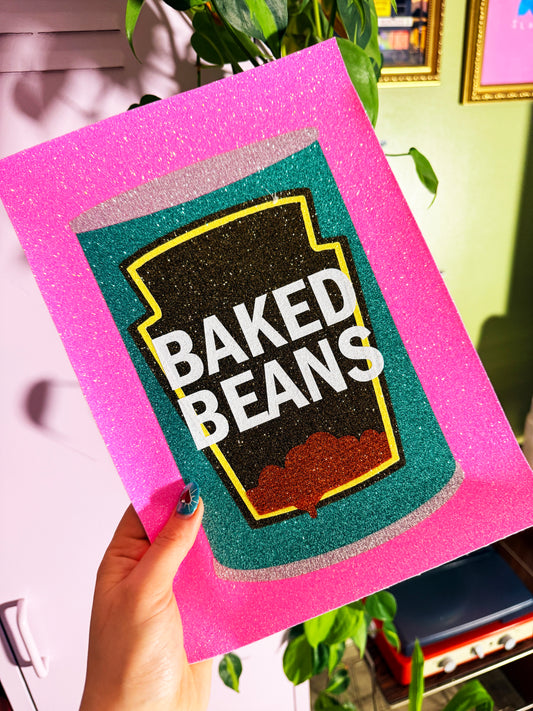 Baked Beans Glitter Fabric Print