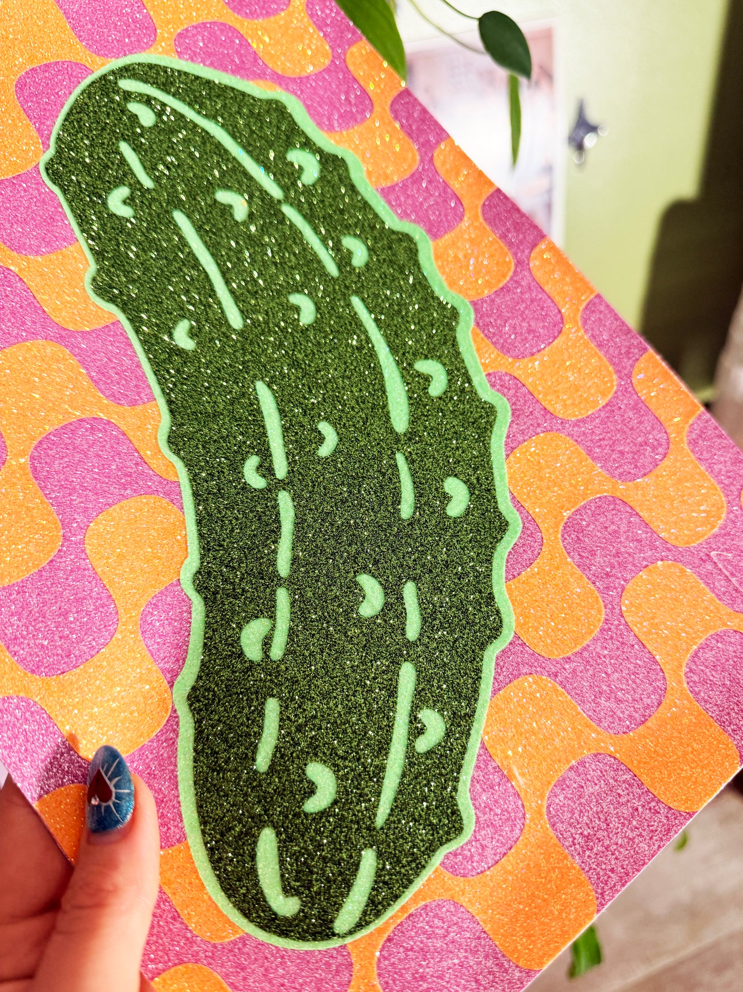 Gherkin Pickle Glitter Fabric Print