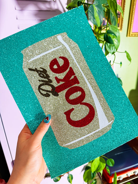 Diet Coke Glitter Fabric Print