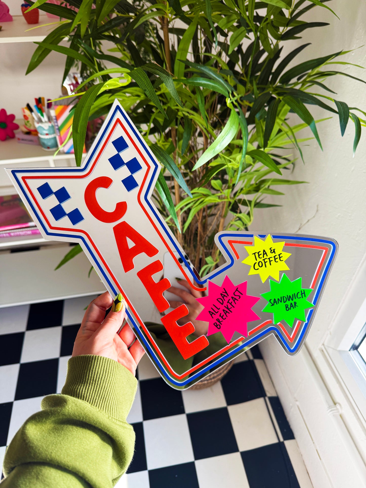 Greasy Spoon Cafe Arrow Mirror