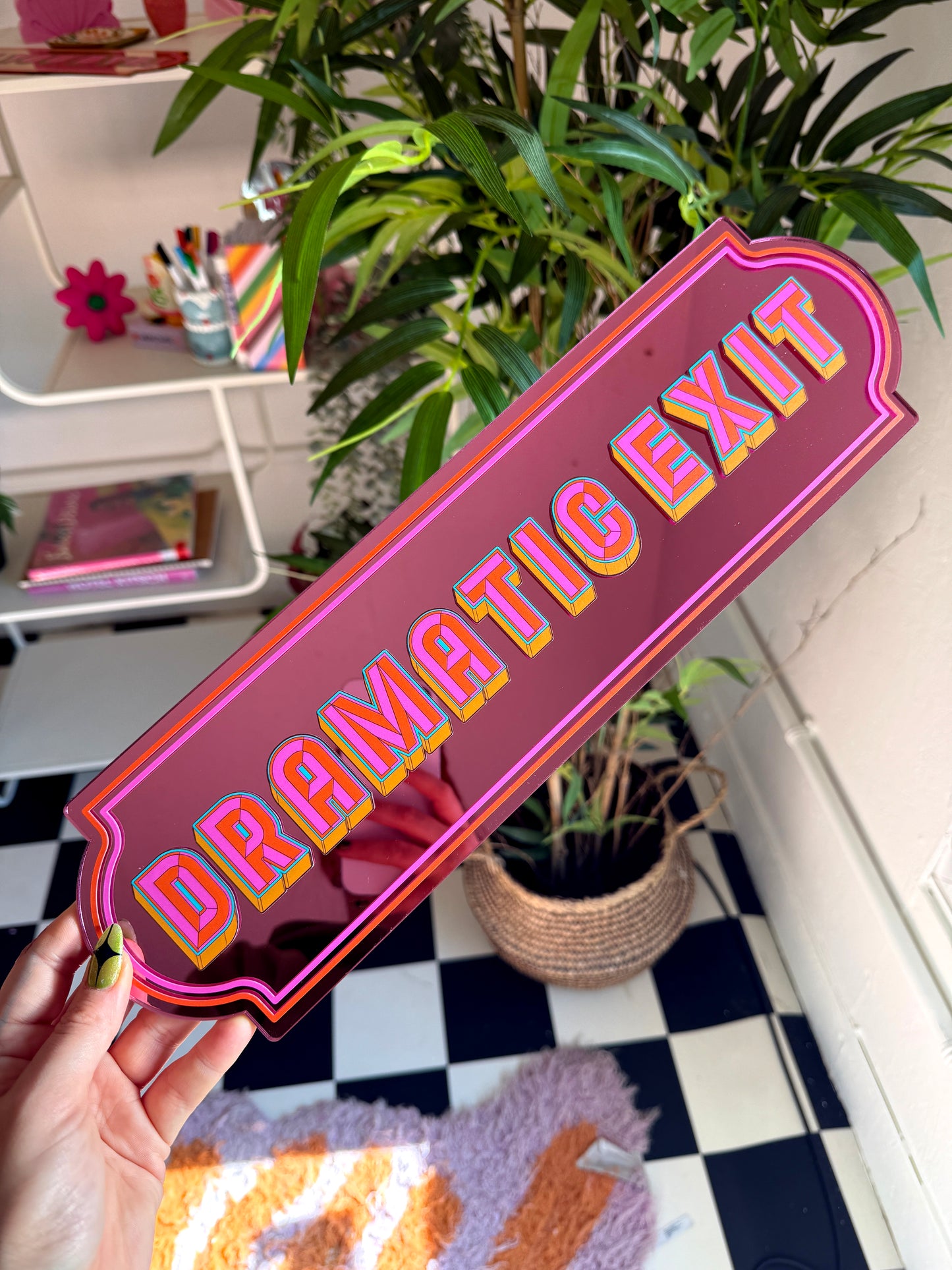 Dramatic Exit Rectangle Sign - Playful Pink