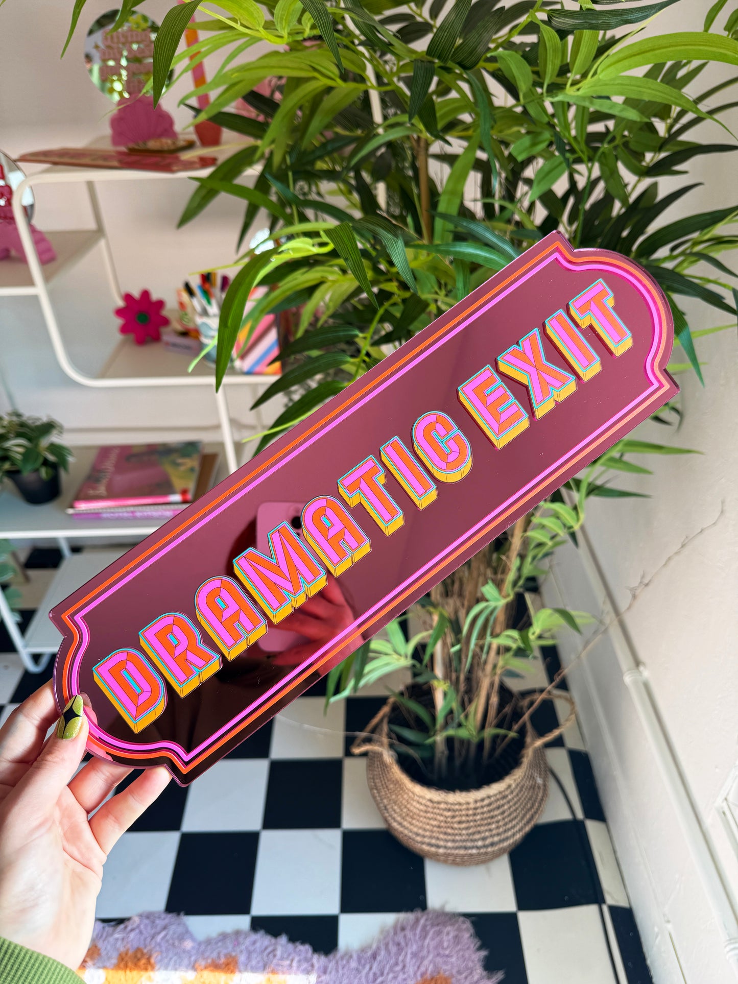 Dramatic Exit Rectangle Sign - Playful Pink