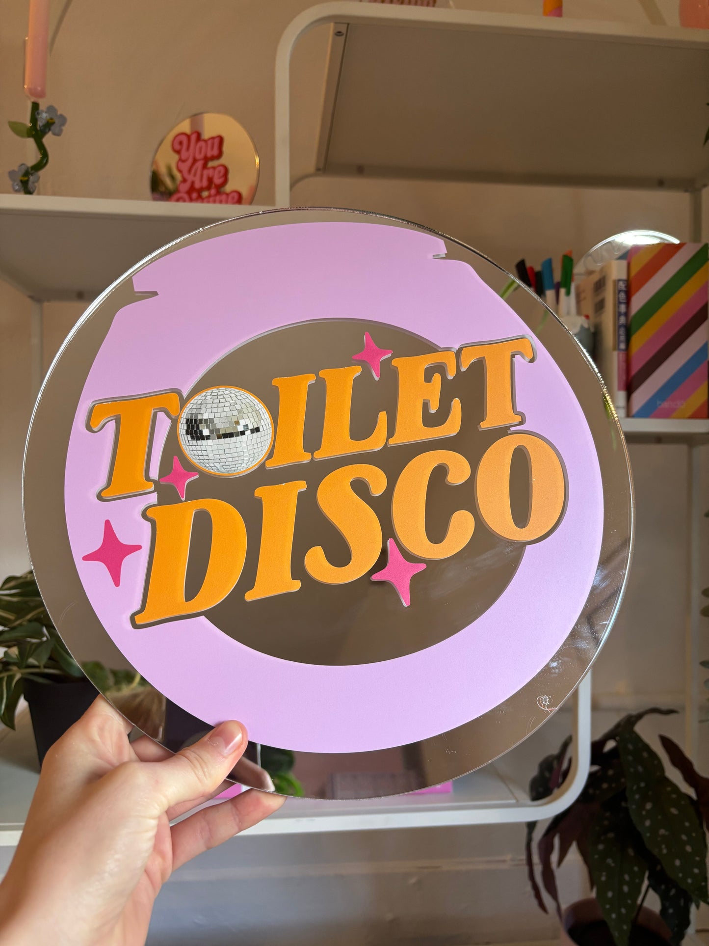 30cm Circle Mirror - Toilet Disco