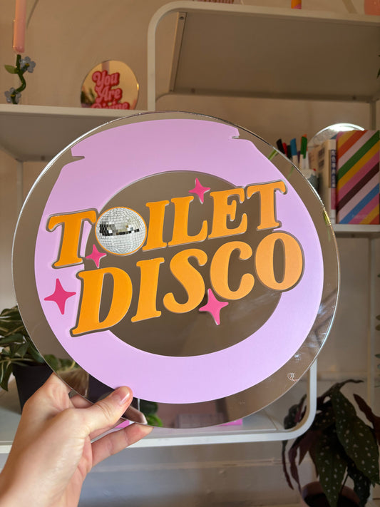 30cm Circle Mirror - Toilet Disco