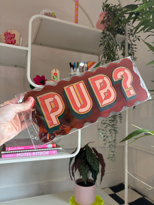 A4 Wavy Sign - Pub? (Green/Orange) - Orange