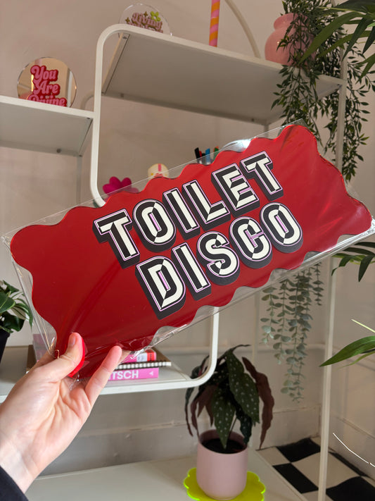 A3 Wavy Sign - Toilet Disco - Red