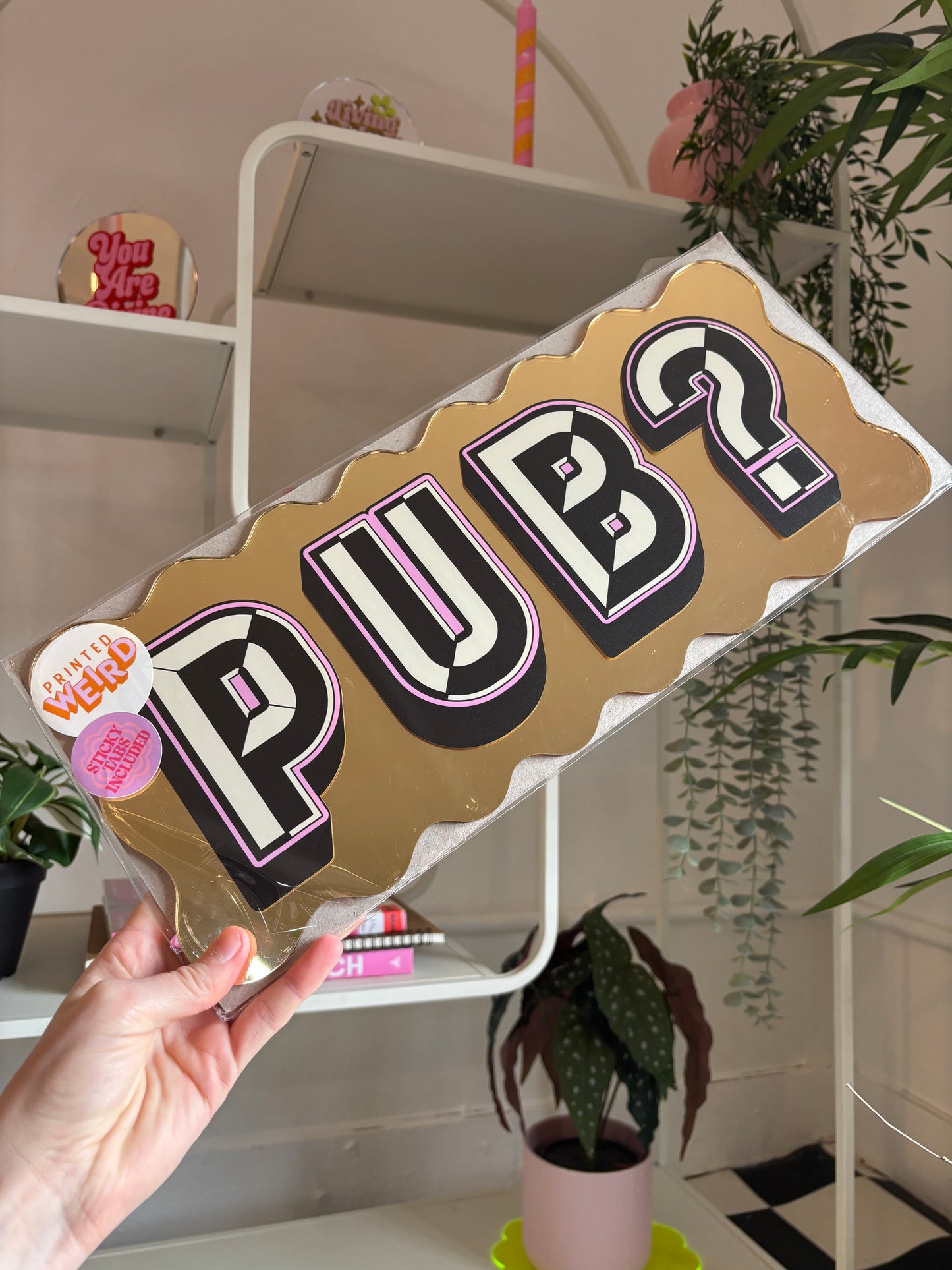 A3 Wavy Sign - Pub? (Black/White) - Gold