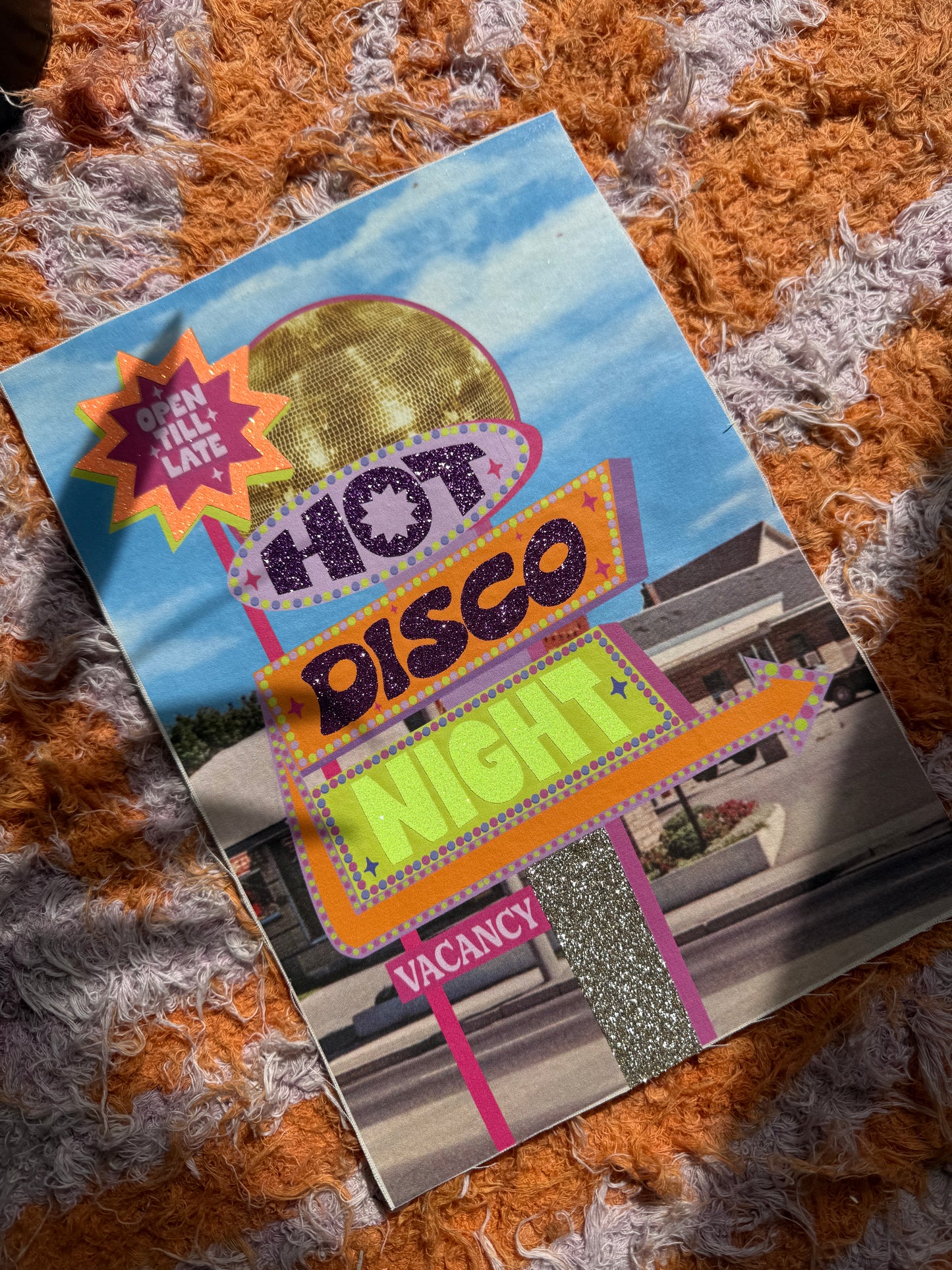 Hot Disco Night Glitter Print A4