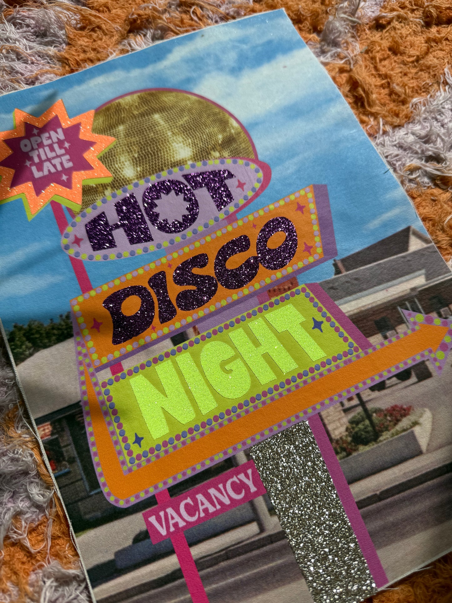 Hot Disco Night Glitter Print A4