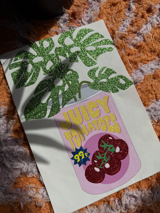 Juicy Tomatoes Glitter Print A4