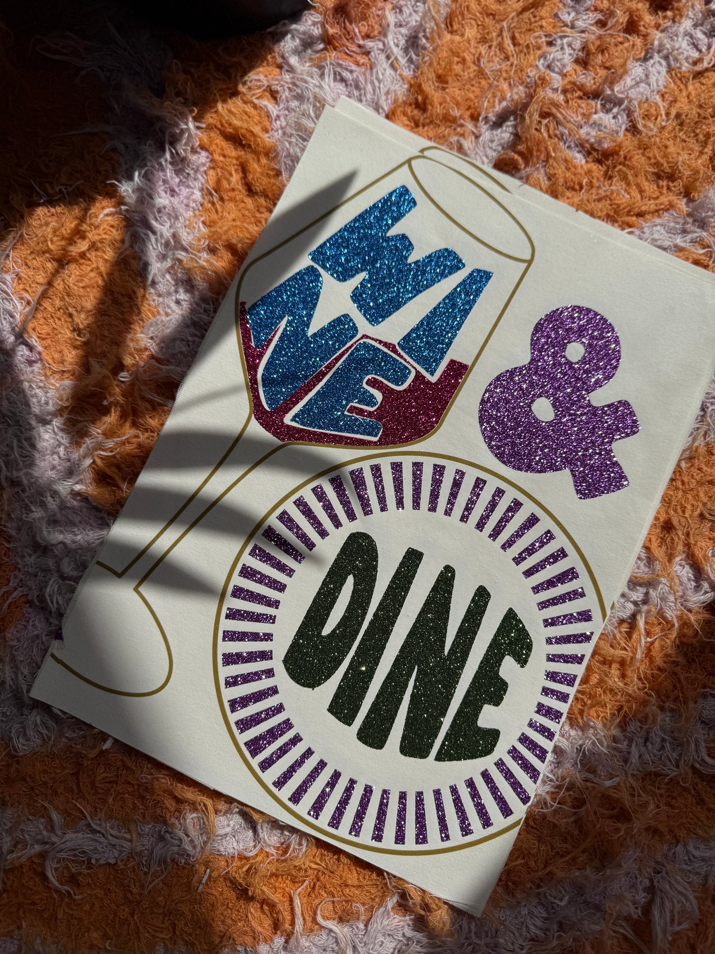 Wine & Dine Glitter Print A4