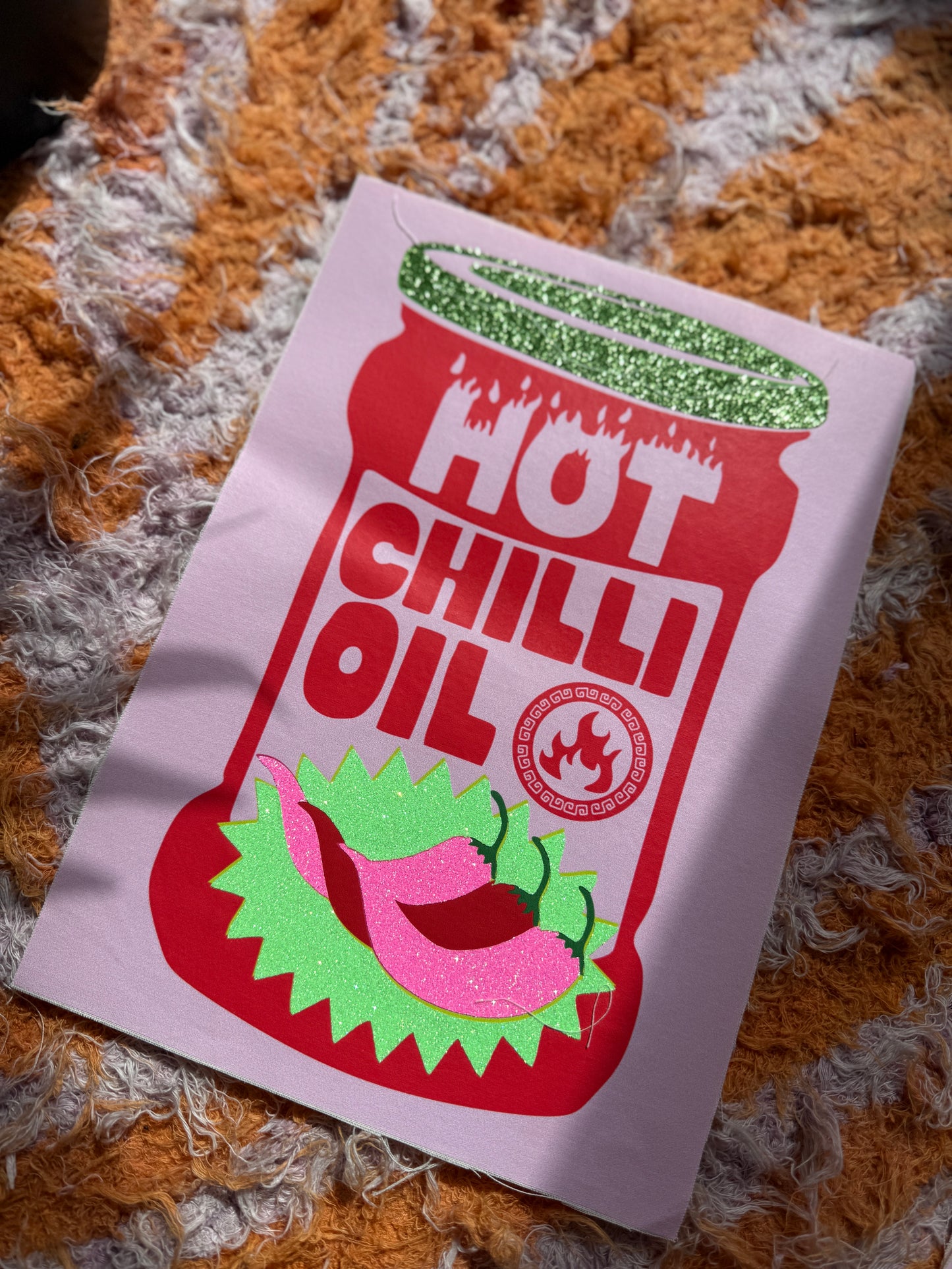 Chilli Oil Glitter Print - A4
