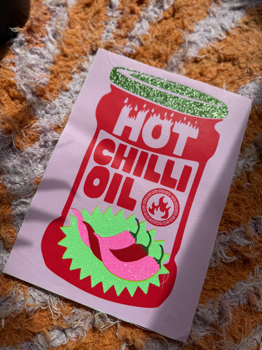 Chilli Oil Glitter Print - A4