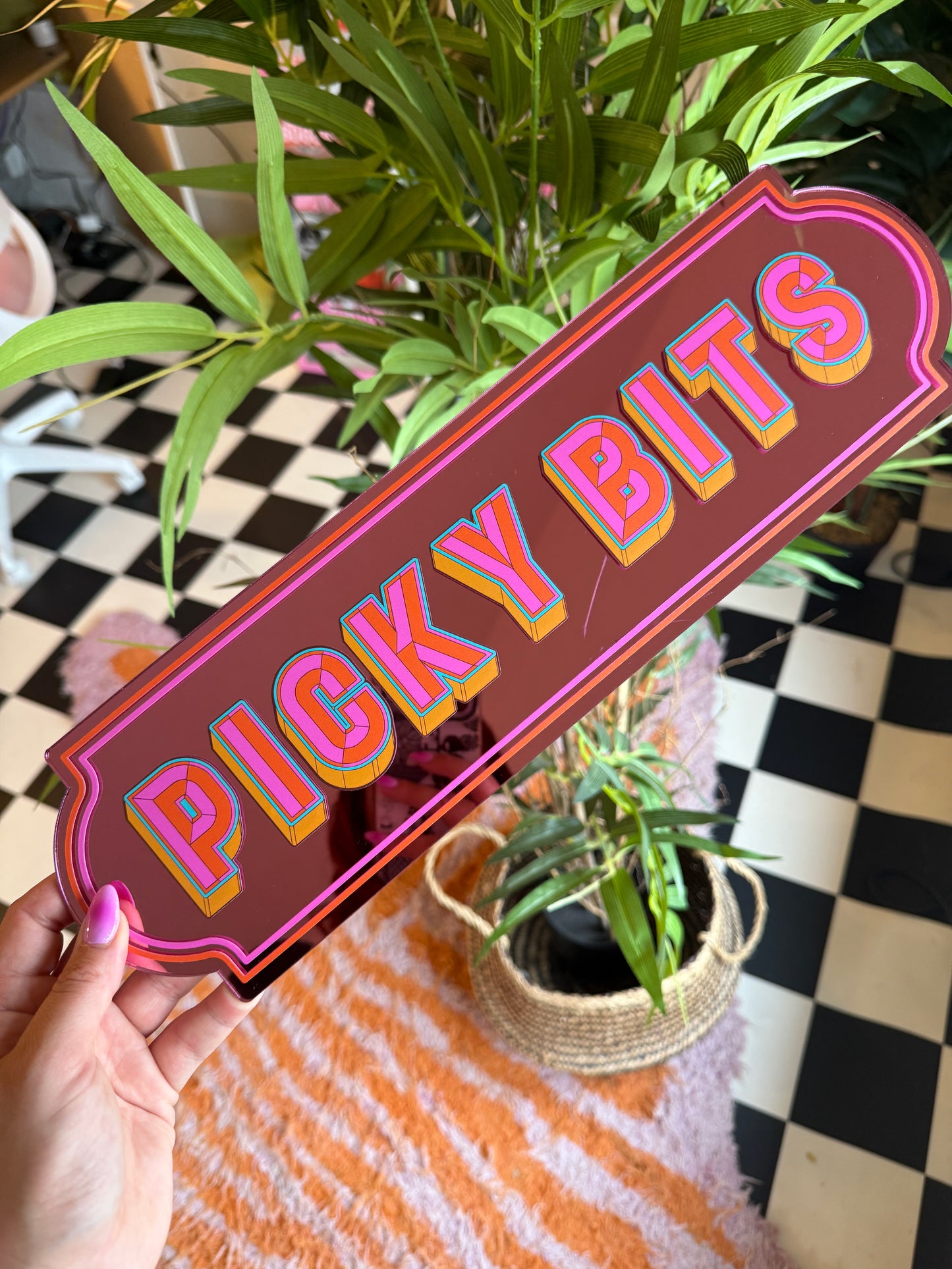 A3 Rectangle Sign - Picky Bits (Pink/Yellow) - Pink
