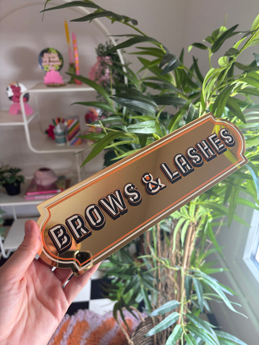 A4 Rectangle Sign - Brows & Lashes GoldMirror