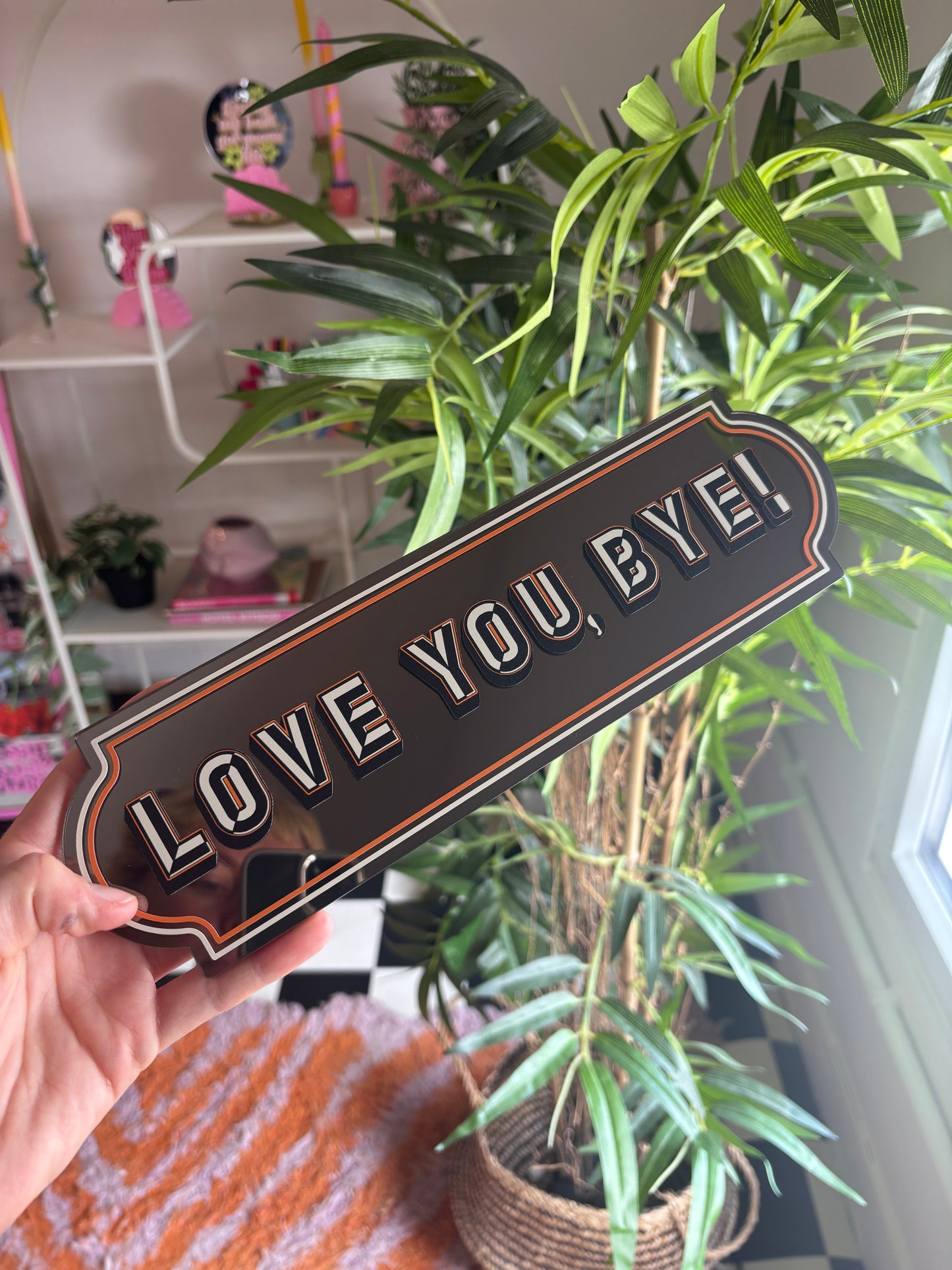 A4 Rectangle Sign - Love you, Bye! - Bronze Mirror