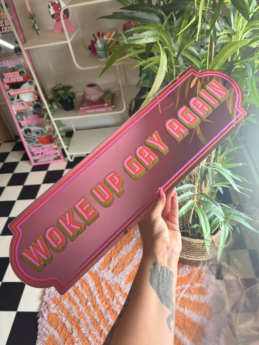 LARGE - Woke Up Gay Again Pink Mirror