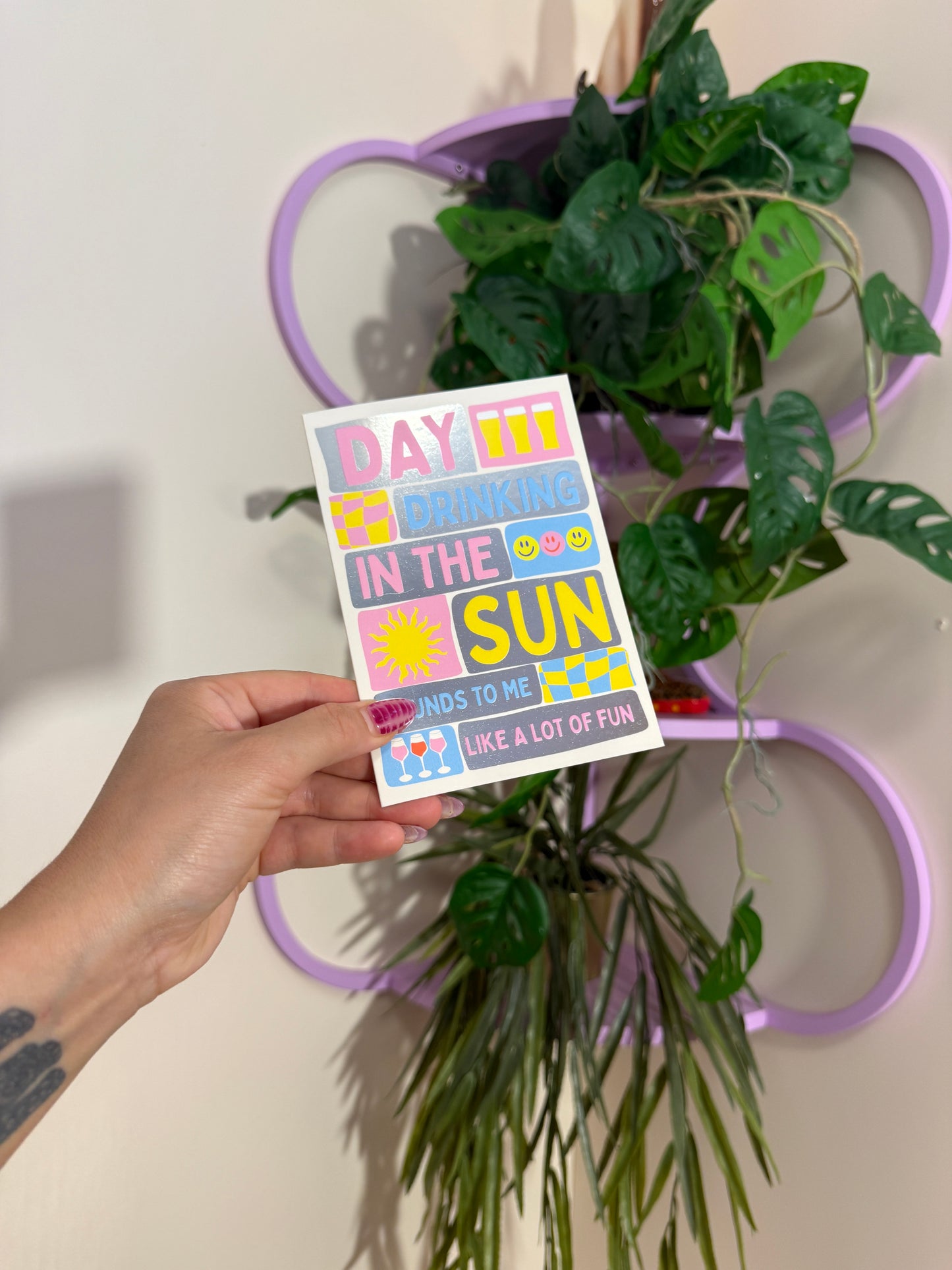 Day Drinking In The Sun Sounds To Me Like A lot Of Fun Silver Foil Card WS