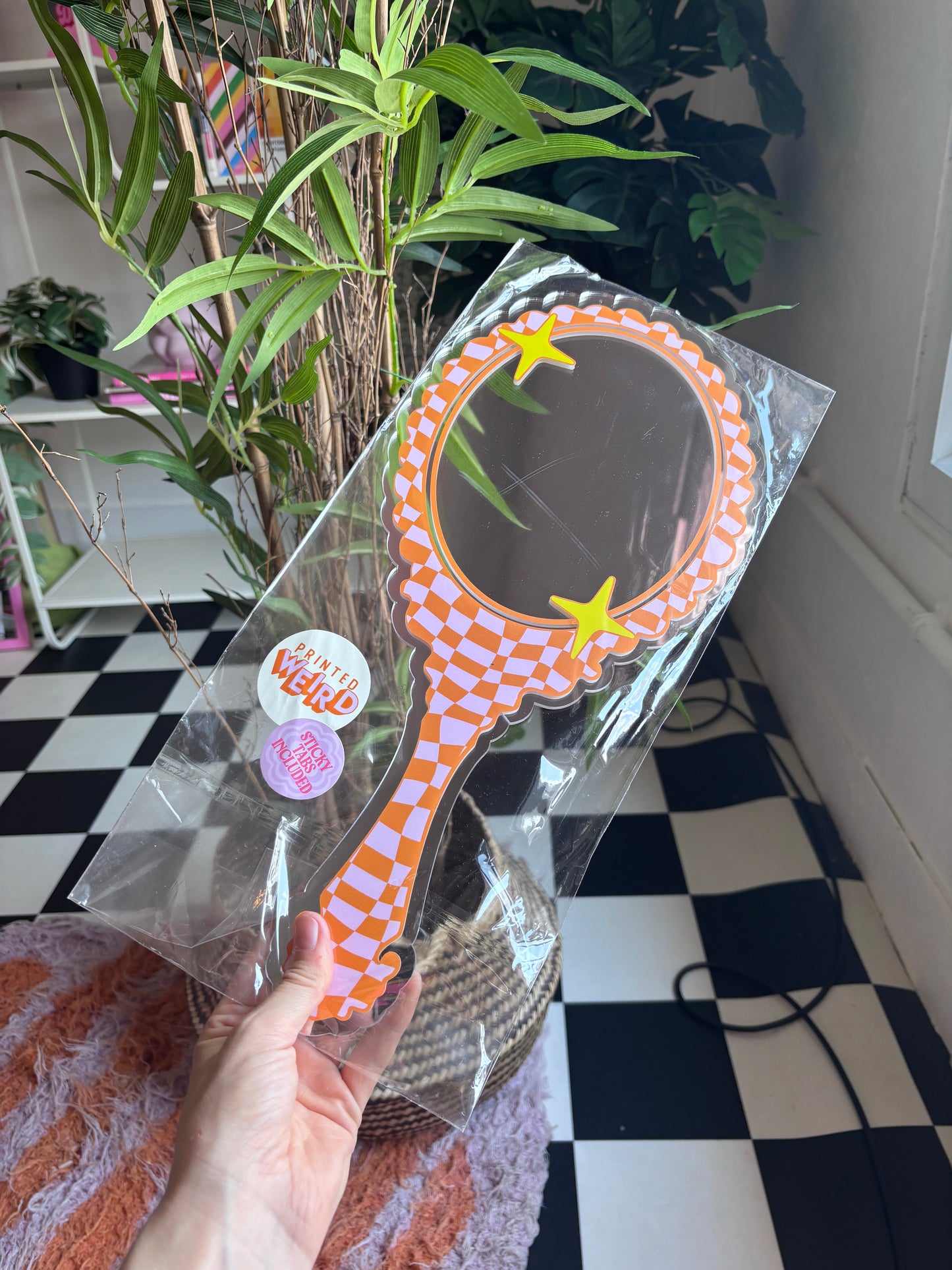 Handheld Vanity - Large - Orange & Pink