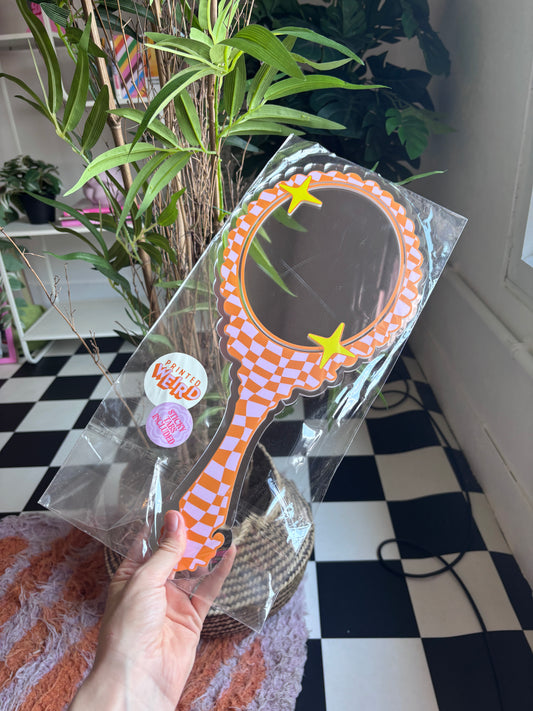 Handheld Vanity - Large - Orange & Pink