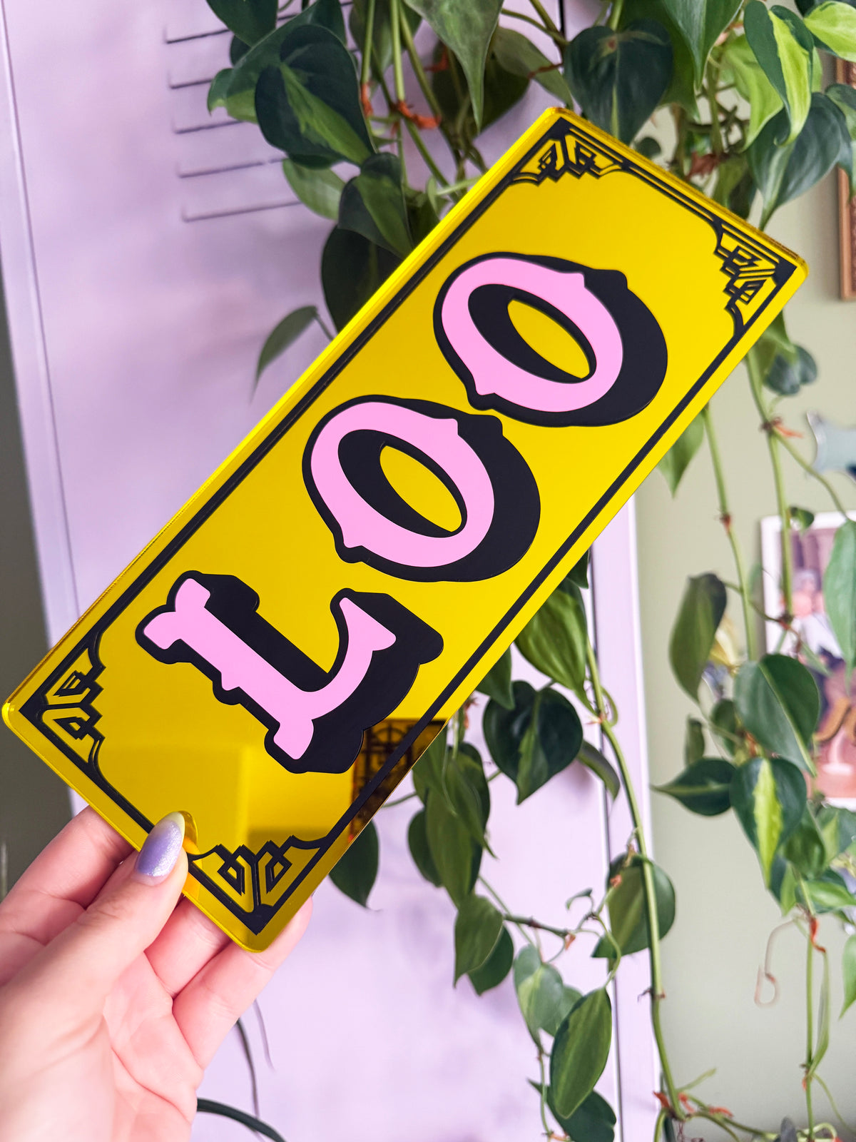 Loo Classic Mirror Sign - Neon Yellow
