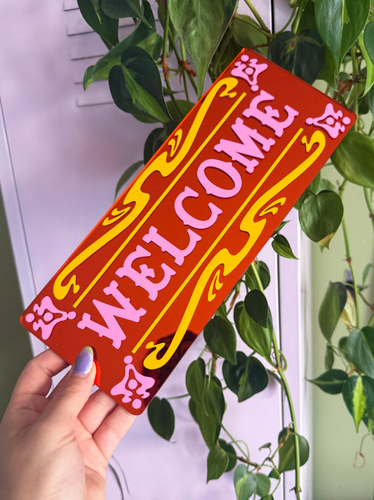 Welcome Classic Mirror Sign - Orange