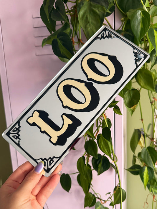 Loo Classic Mirror Sign - Silver Monochrome