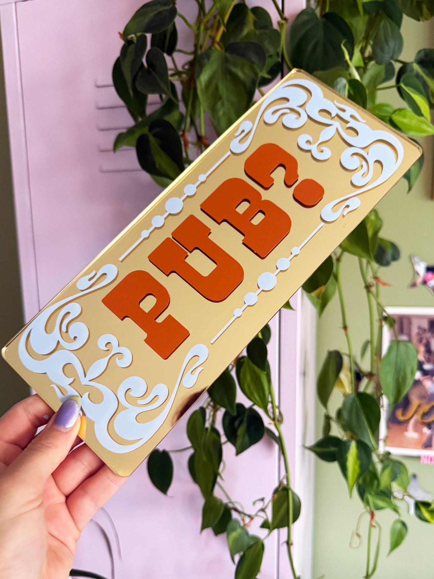 Pub? Classic Mirror Sign - Gold